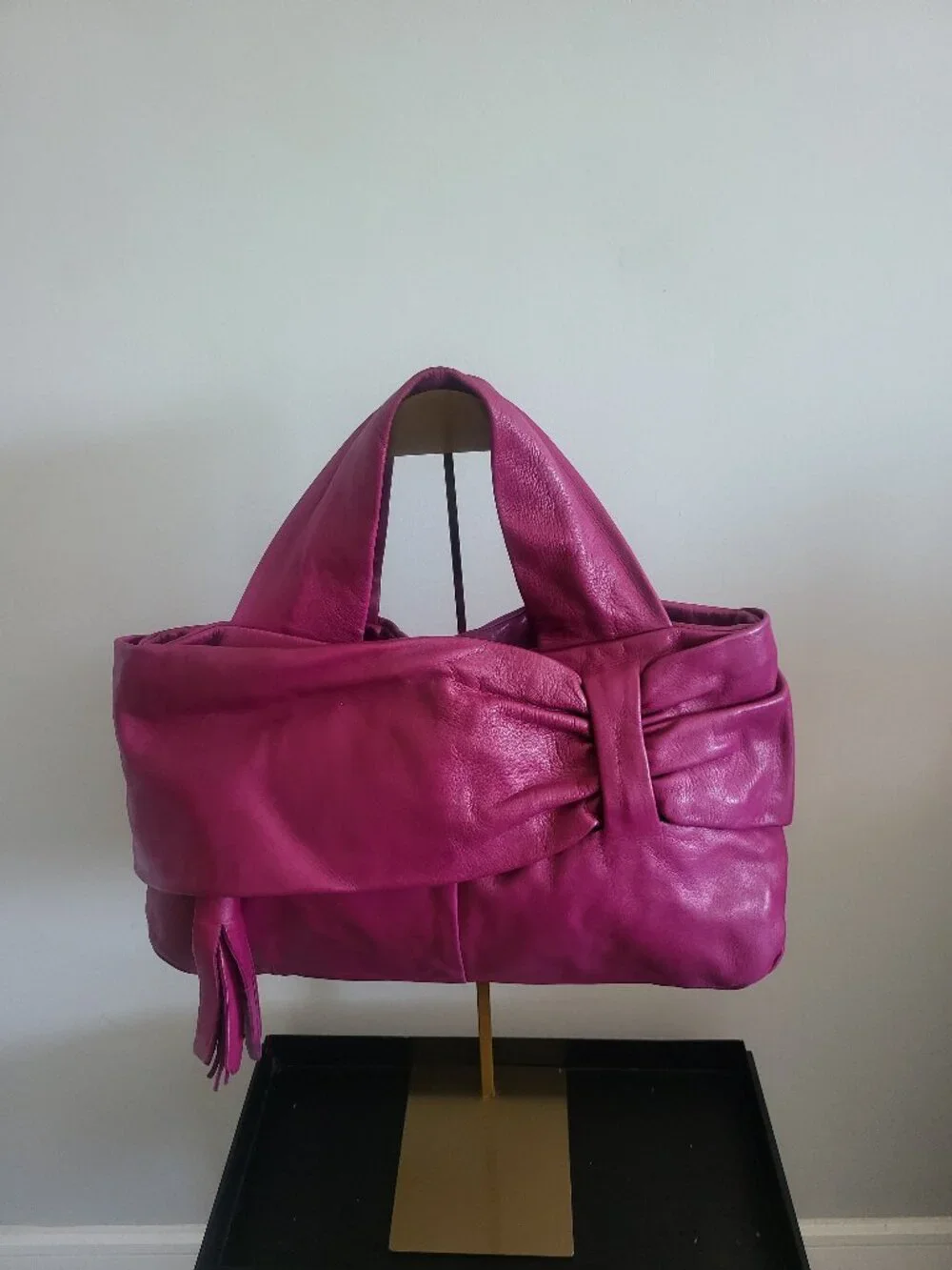 Andrea Mabiani Fuschia leather Bow Tote Bag